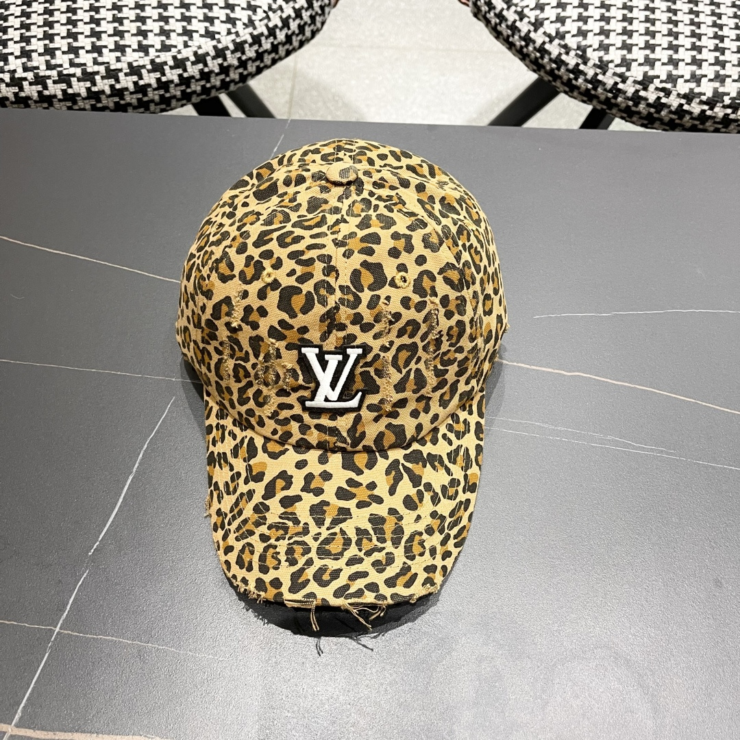  Lv路易威登 美式复古水洗豹纹棒球帽女加深潮牌
千禧辣妹街拍大头围鸭舌帽