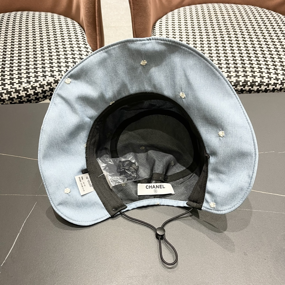  香奈儿 2025韩国东大门代购 ins 复古牛仔花朵渔夫帽盆
帽遮阳帽显脸小百搭