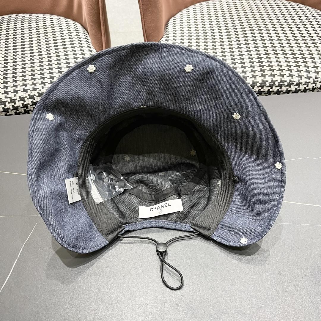  香奈儿 2025韩国东大门代购 ins 复古牛仔花朵渔夫帽盆
帽遮阳帽显脸小百搭