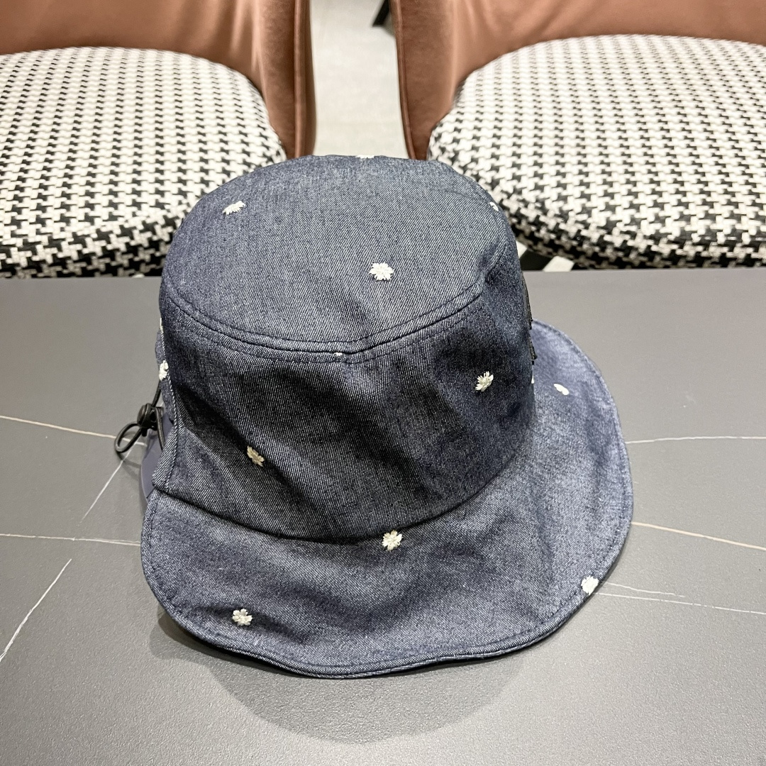  香奈儿 2025韩国东大门代购 ins 复古牛仔花朵渔夫帽盆
帽遮阳帽显脸小百搭