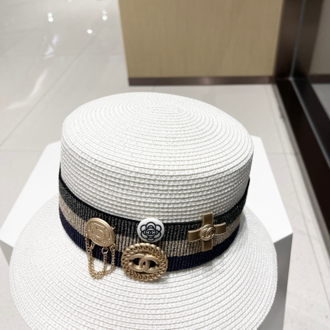  香奈儿CHANEL草帽，徽章小香组合设计 官方同步，原单品质，重工定制，独一无二，欧美时尚大牌！