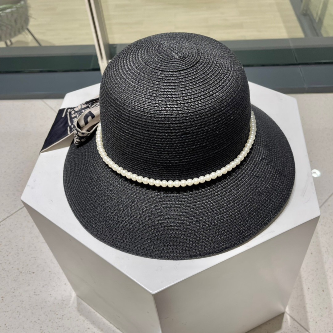  Dior迪奥草帽，夏季新款太阳帽，拼色草帽，高级定制，蓝色 杏色，头围57cm