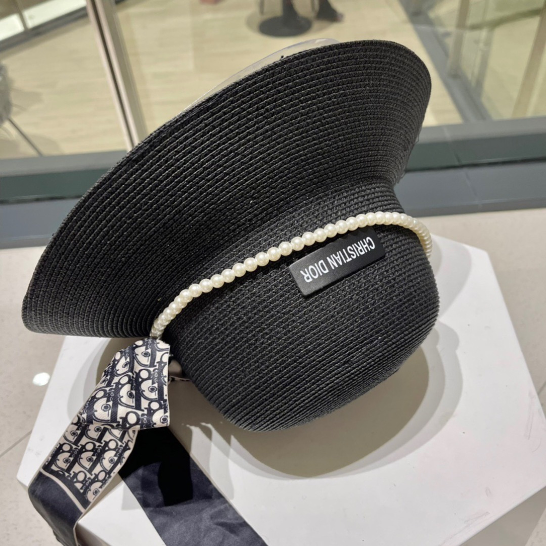  Dior迪奥草帽，夏季新款太阳帽，拼色草帽，高级定制，蓝色 杏色，头围57cm