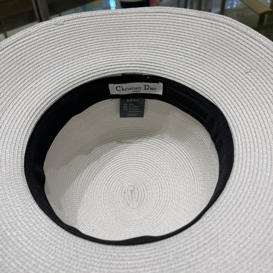  Dior迪奥草帽，夏季新款太阳帽，拼色草帽，高级定制，蓝色 杏色，头围57cm