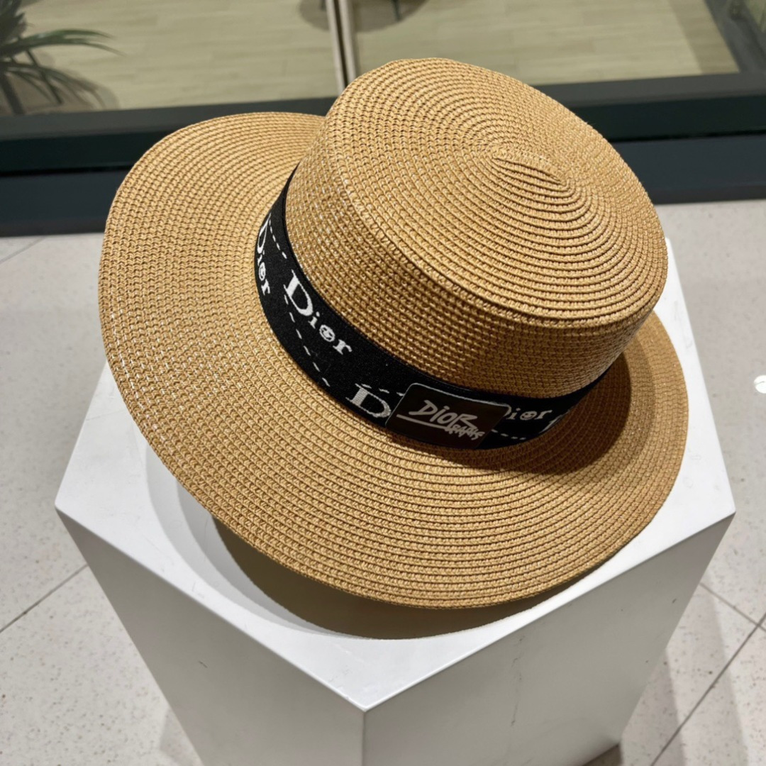 【DIOR迪奥】新款草编遮阳草帽盆帽🤩沙滩风，简约大方，百搭单品～出街首选，新款帽型超美腻，新品上架