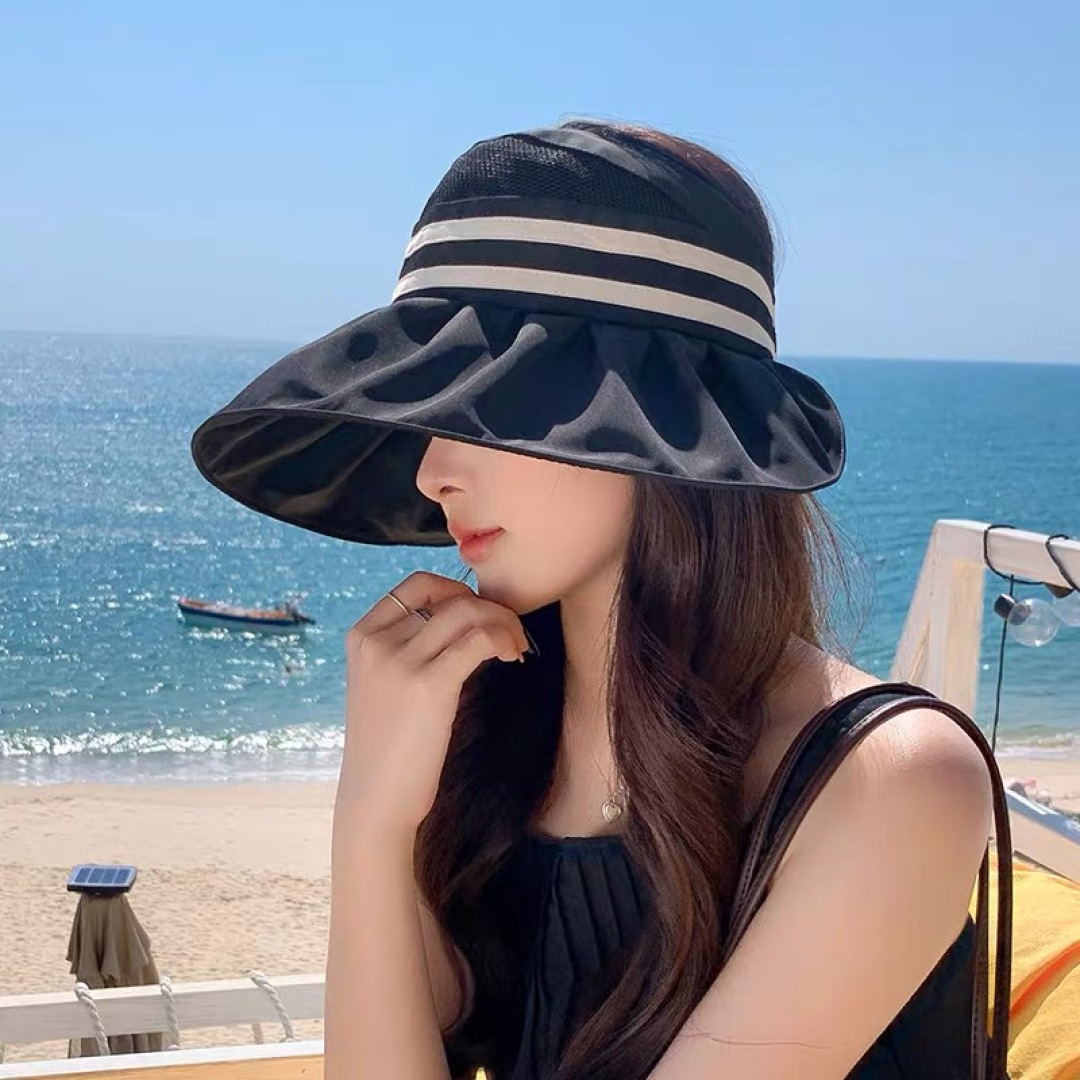  balenciaga 巴黎世家 夏季防晒帽大帽檐防紫外线可扎马尾
空顶遮阳帽出游海边太阳帽子女