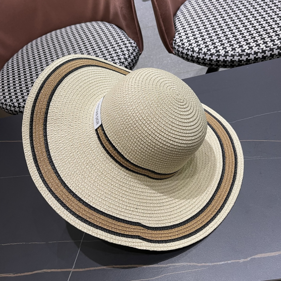  【DIOR迪奥】2025新款大檐草帽🤩沙滩风，简约大方，百搭单品～出街首选，新款帽型超美腻，新品上架