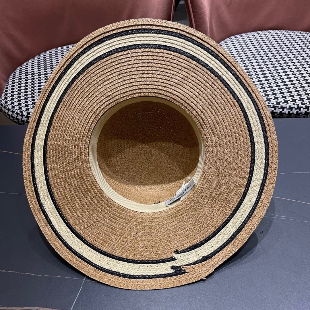  【DIOR迪奥】2025新款大檐草帽🤩沙滩风，简约大方，百搭单品～出街首选，新款帽型超美腻，新品上架