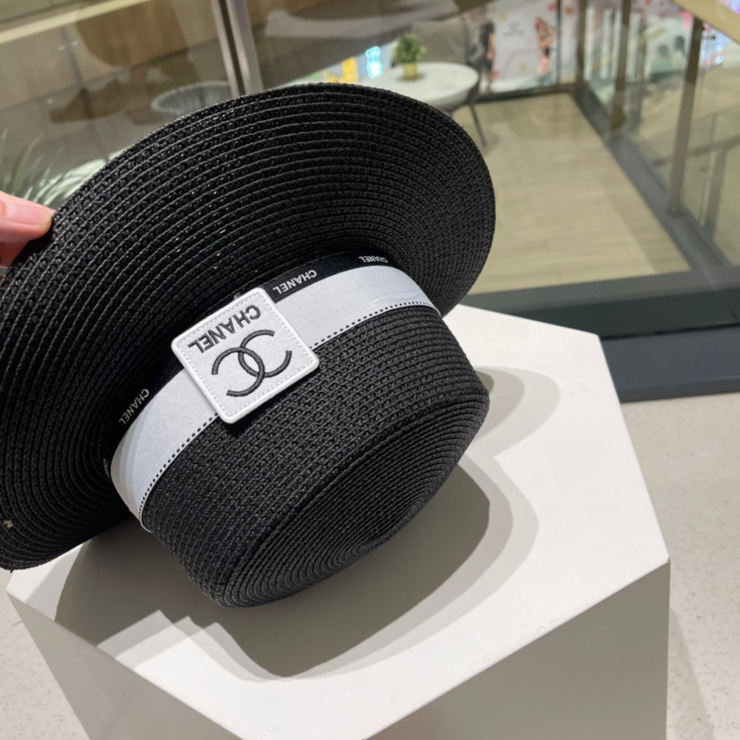 【CHANEL香奈儿】2025新款小香风度假风平顶草帽，旅行必备，超好搭配， 赶紧入手！