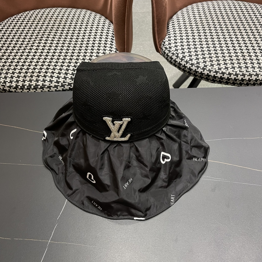  Lv路易威登夏季黑胶空顶防晒帽女防紫外线遮脸
新款漏扎马尾遮阳帽太阳帽
