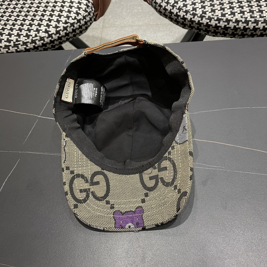  Gucci古奇新款原单棒球帽， 棒球帽。专柜11开模订制，原版帆布面轻盈透气！基础头围56，贴片可调节