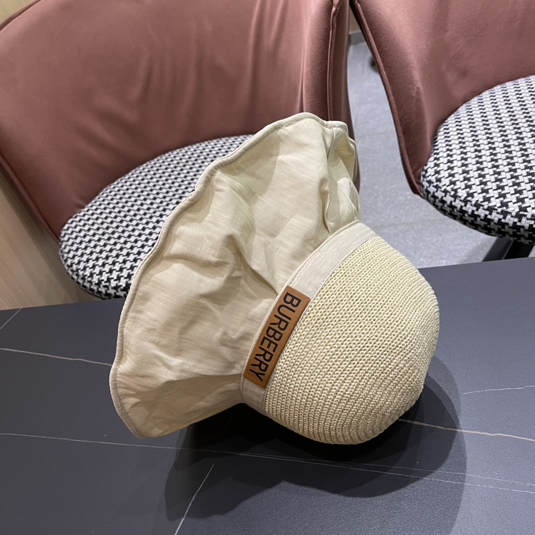  Burberry（巴宝莉）帽子女夏季2025新款渔夫防晒防紫外线黑
胶大檐遮脸遮阳沙滩太阳帽