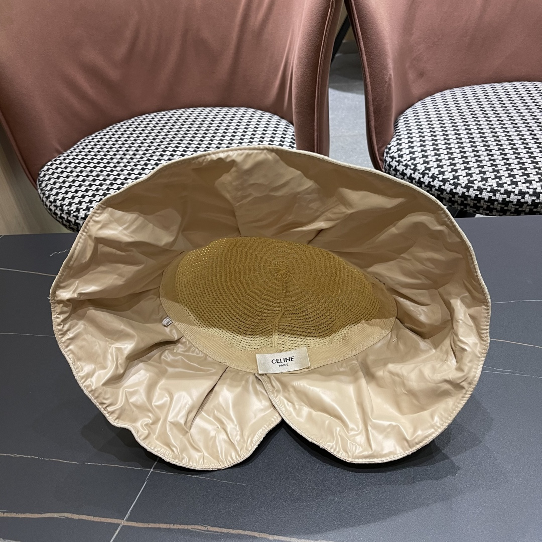  CELINE赛琳 夏季新款针织帽子黑胶防紫外线蝴蝶结女士盆帽
户外防晒桃帽渔夫帽