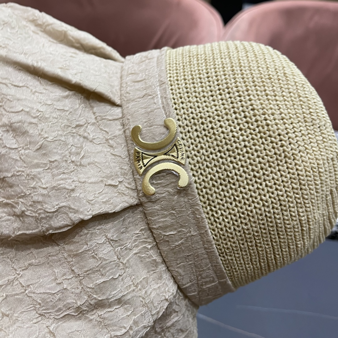  CELINE赛琳 夏季新款针织帽子黑胶防紫外线蝴蝶结女士盆帽
户外防晒桃帽渔夫帽