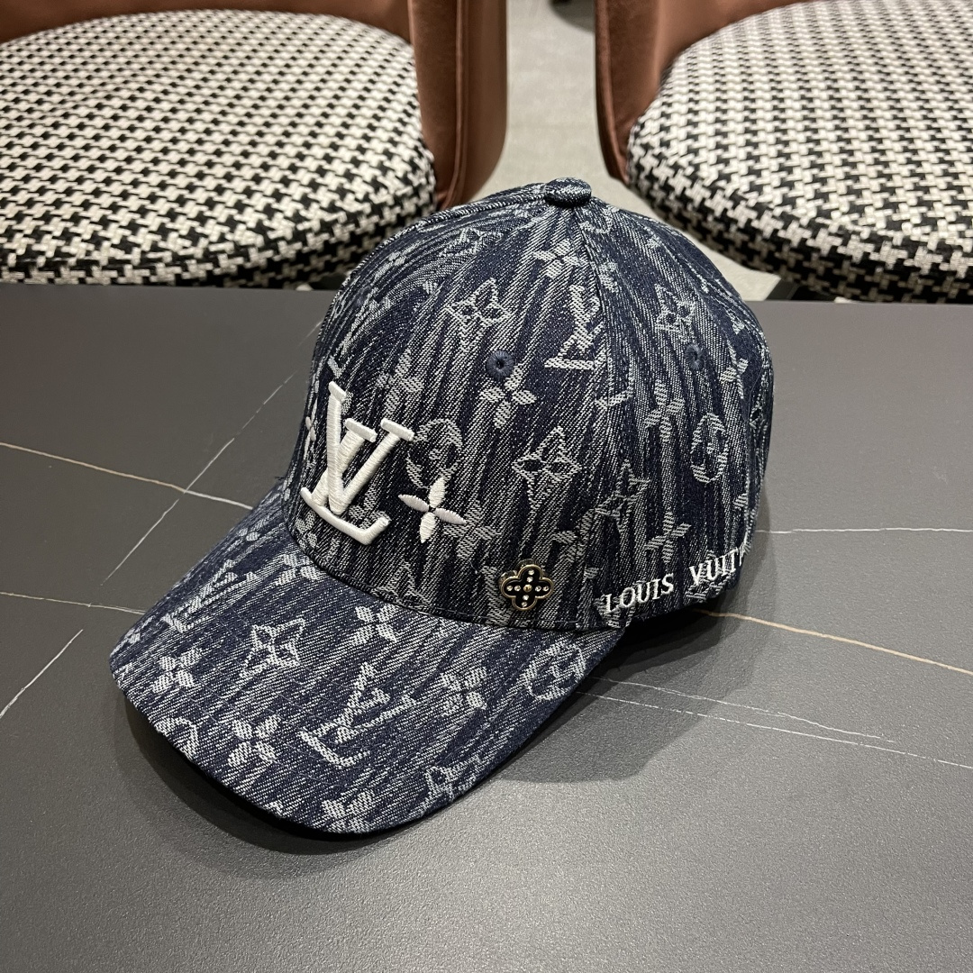  lv路易威登2025新款高端潮牌春夏新款四季百搭男女个性时尚铁环显脸小鸭舌帽棒球帽子