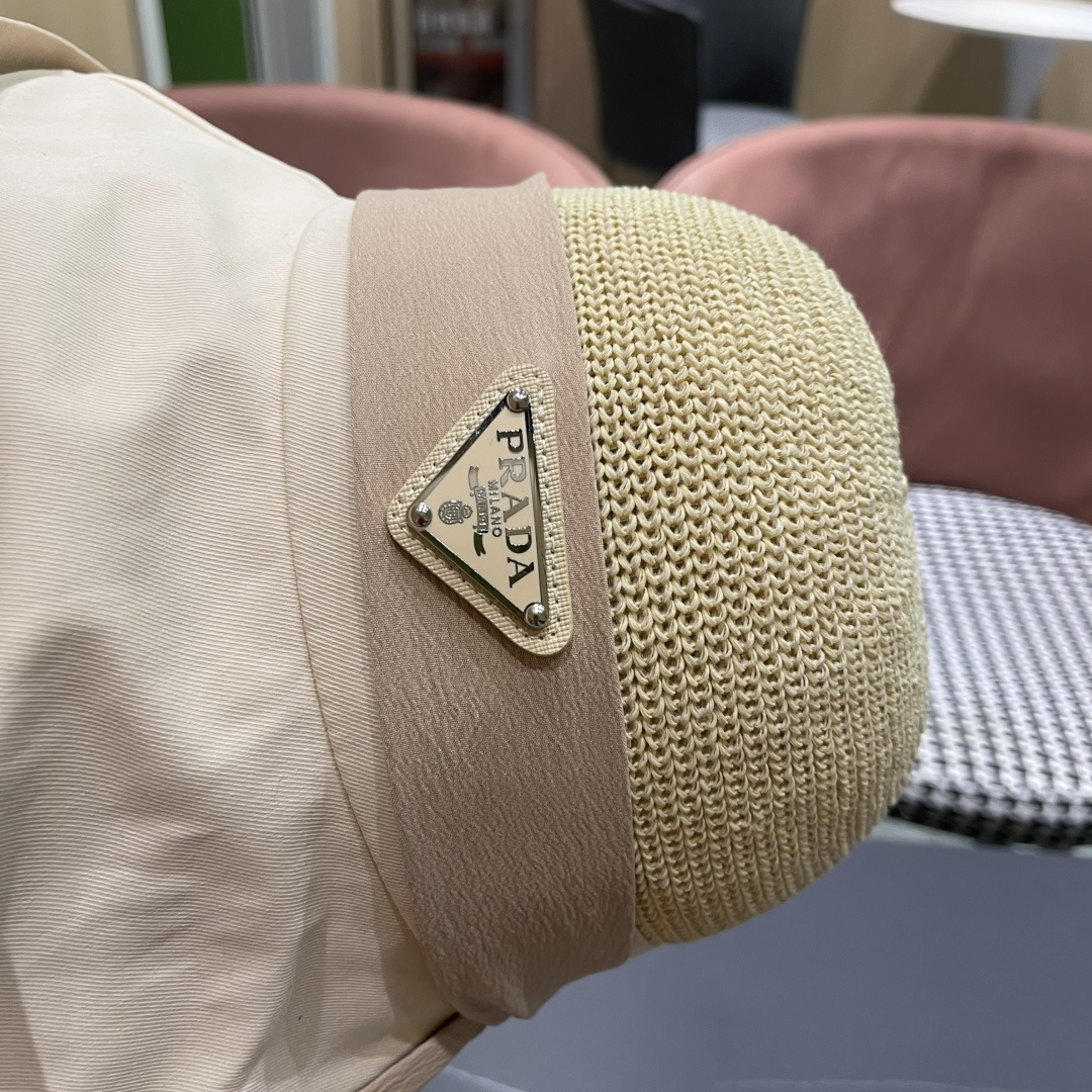  PRADA 普拉达 胶防晒帽子女夏款遮阳渔夫帽户外
防紫外线2025新款太阳帽