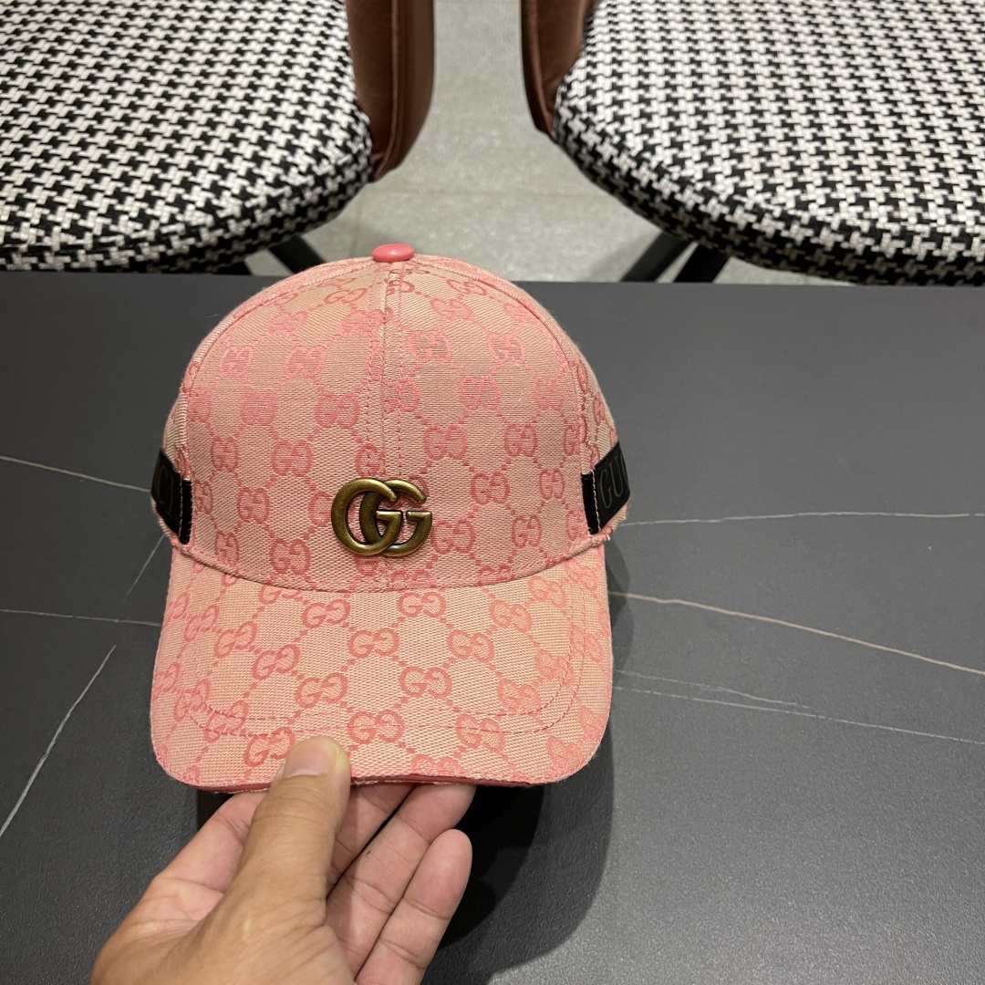  Gucci(古奇)新款原单棒球帽， 金属小双G，专柜最新款，11开模订制，正版开模五金，原版帆布料+头