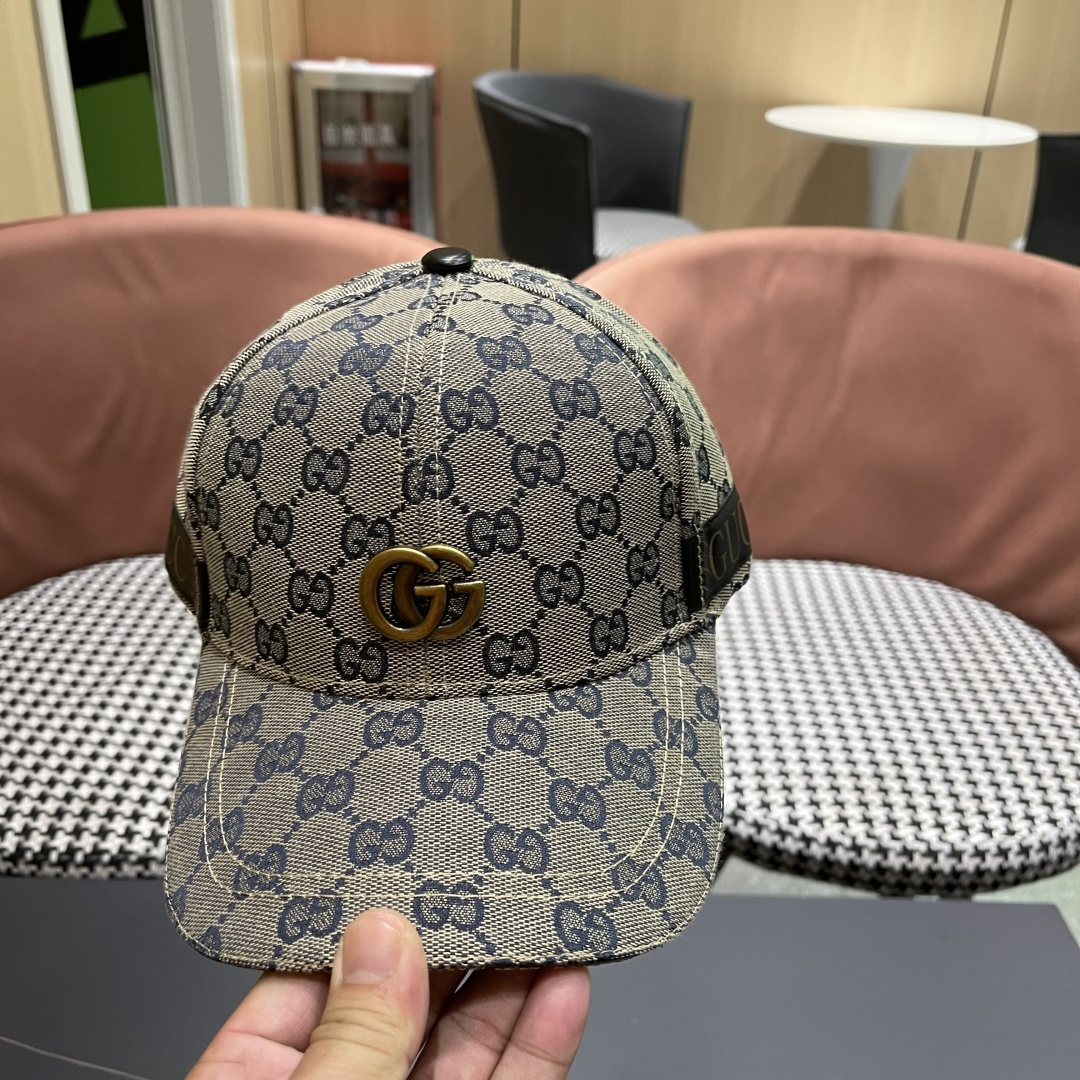  Gucci(古奇)新款原单棒球帽， 金属小双G，专柜最新款，11开模订制，正版开模五金，原版帆布料+头