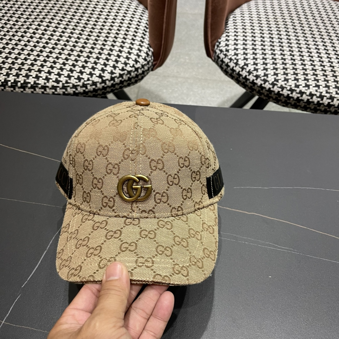  Gucci(古奇)新款原单棒球帽， 金属小双G，专柜最新款，11开模订制，正版开模五金，原版帆布料+头