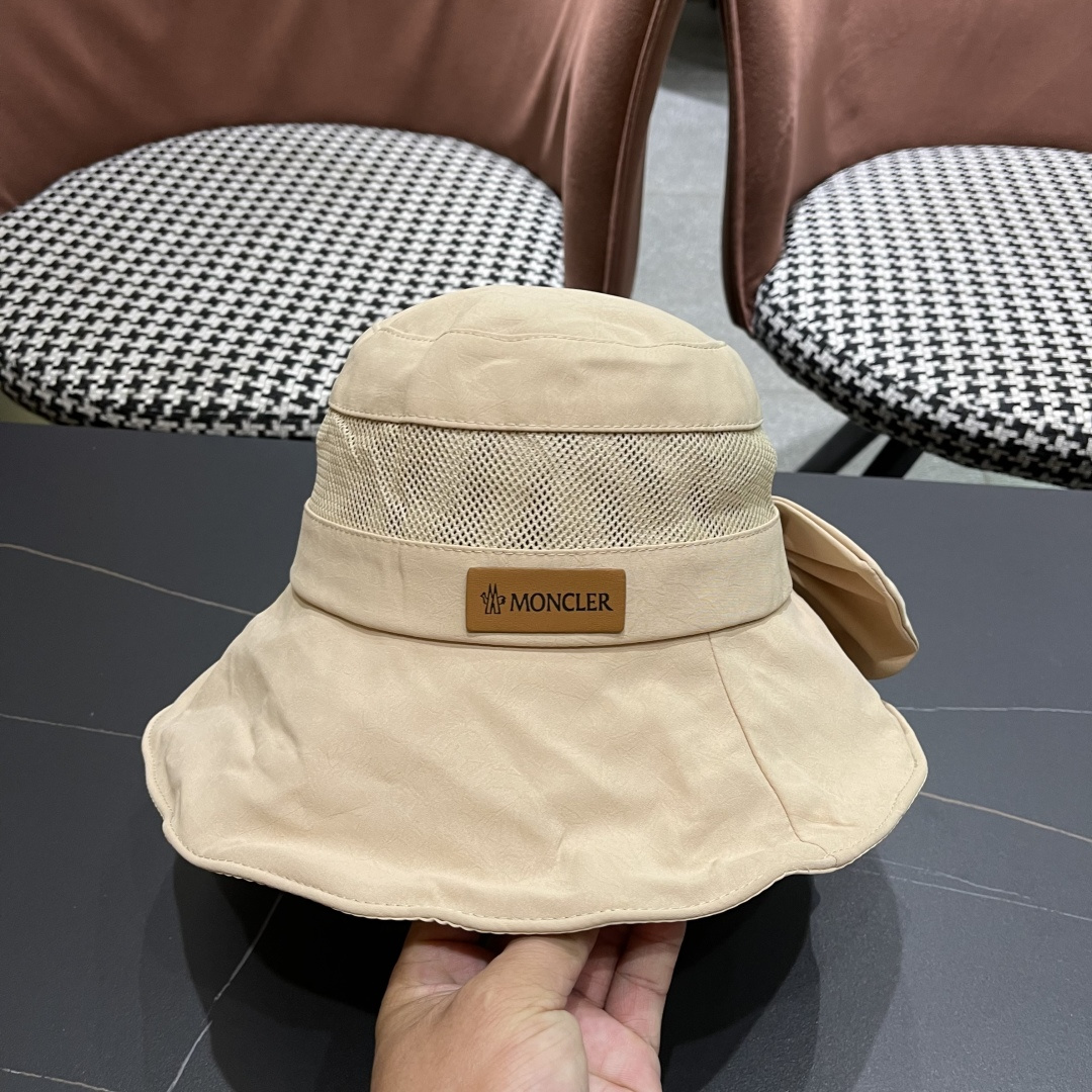  Moncler蒙口 日系网纱防晒渔夫帽显脸小2025夏季新款
户外出游遮阳帽大檐太阳帽
