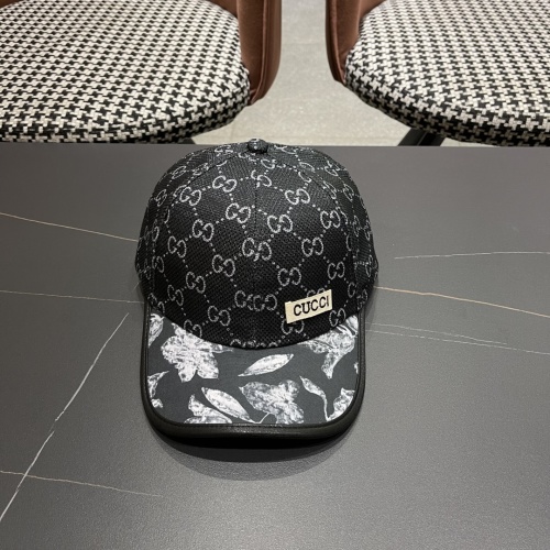 Gucci Baseball Cap with GG Pattern and Floral Brim - Adjustable Fit