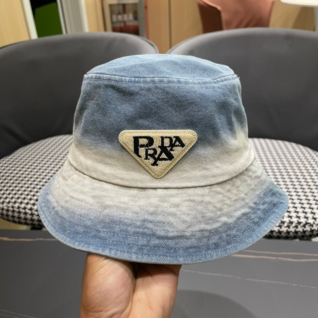 【普拉达】PRADA新款牛仔渔夫帽，新款上架，超好搭配，赶紧入手吧