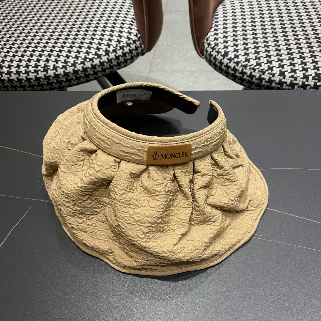  【MONCLER蒙口】防晒帽女夏季防紫外线黑胶发箍泡泡纱贝壳帽遮阳
帽空顶遮脸