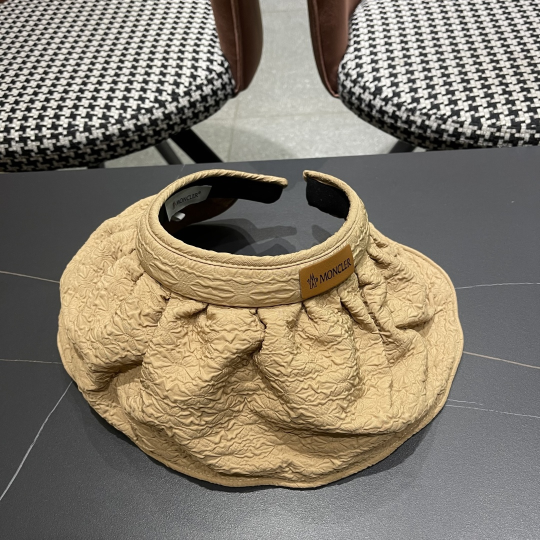  【MONCLER蒙口】防晒帽女夏季防紫外线黑胶发箍泡泡纱贝壳帽遮阳
帽空顶遮脸