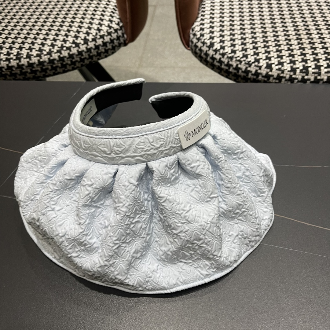  【MONCLER蒙口】防晒帽女夏季防紫外线黑胶发箍泡泡纱贝壳帽遮阳
帽空顶遮脸