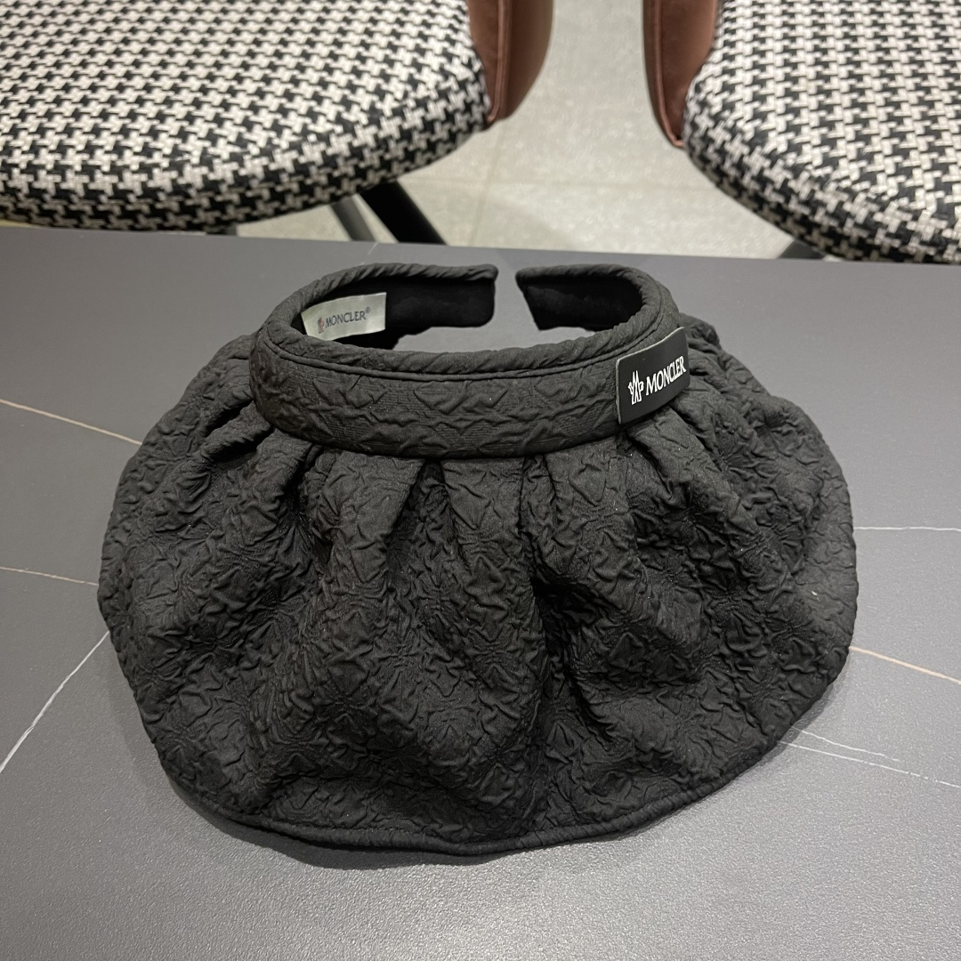  【MONCLER蒙口】防晒帽女夏季防紫外线黑胶发箍泡泡纱贝壳帽遮阳
帽空顶遮脸