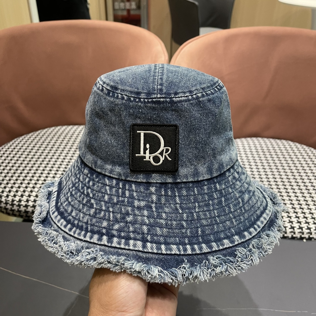  迪奥Dior日系牛仔渔夫帽女春秋款毛边百搭显脸小盆帽网红
文艺户外遮阳帽子