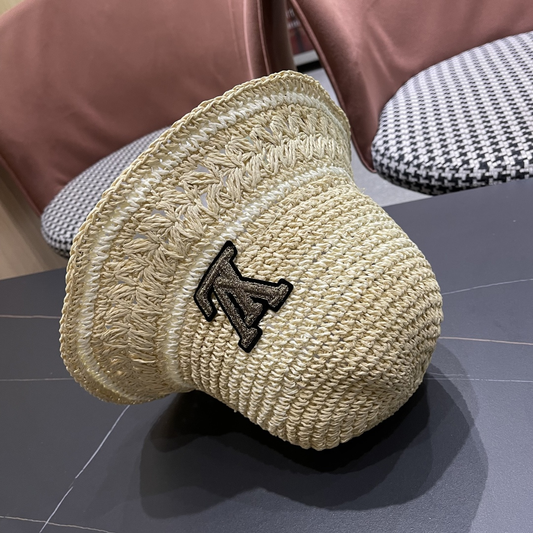  Lv路易威登韩版ins粉色草编渔夫帽女春季海边度假
大帽檐甜美防晒草帽遞阳帽