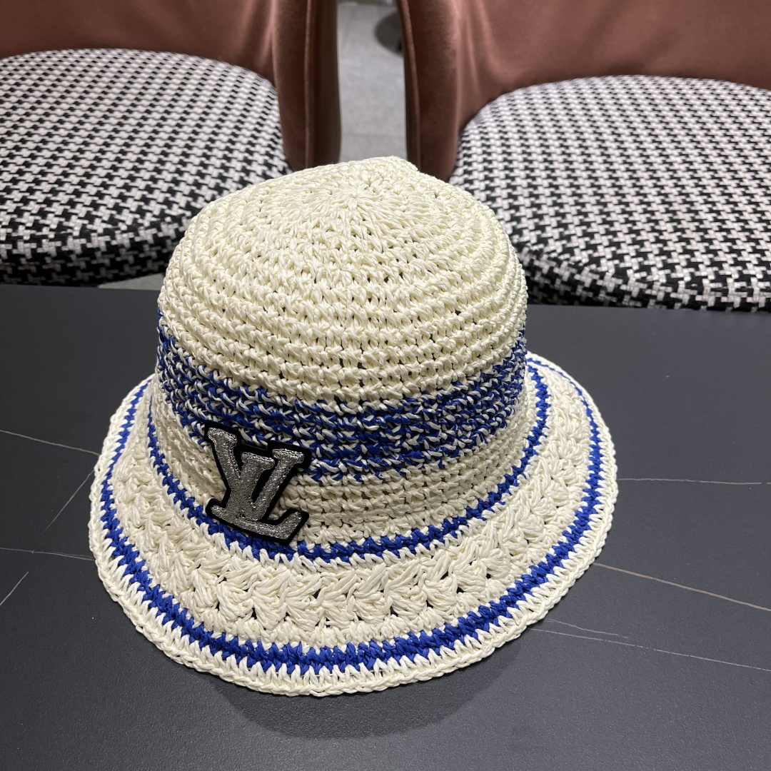  Lv路易威登韩版ins粉色草编渔夫帽女春季海边度假
大帽檐甜美防晒草帽遞阳帽