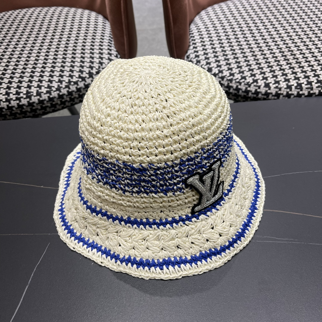  Lv路易威登韩版ins粉色草编渔夫帽女春季海边度假
大帽檐甜美防晒草帽遞阳帽