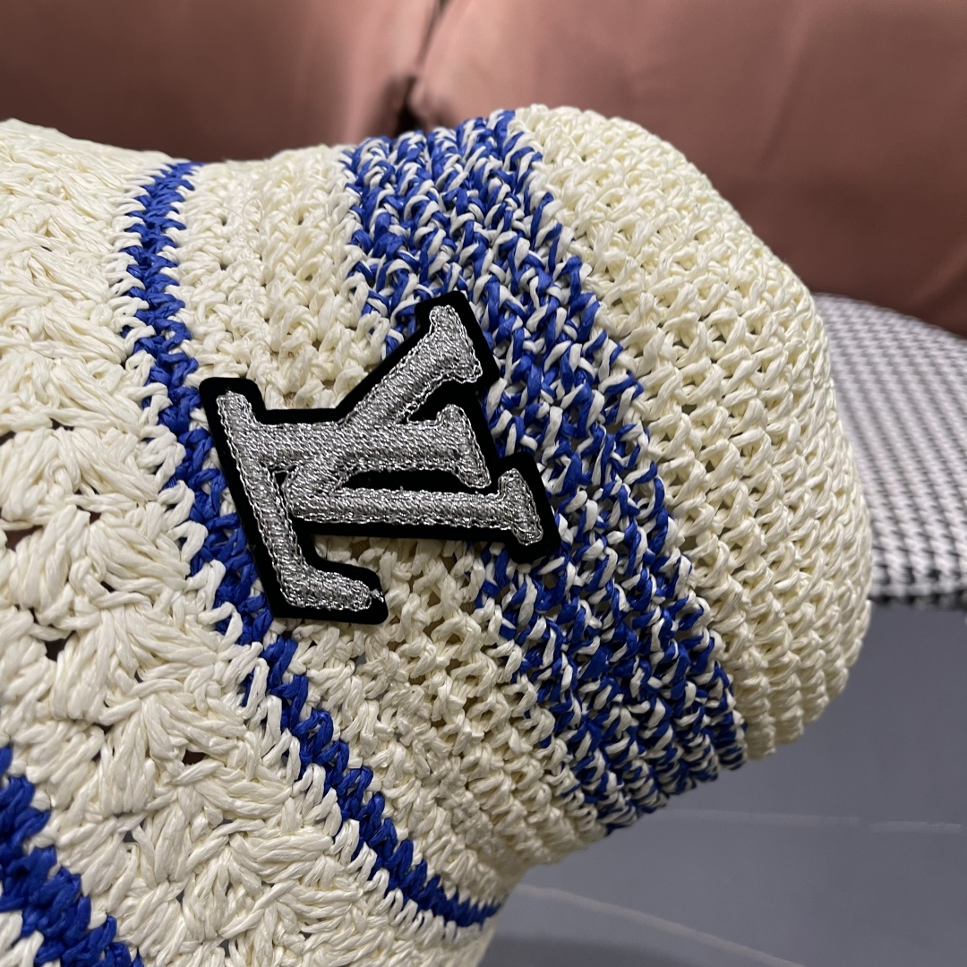  Lv路易威登韩版ins粉色草编渔夫帽女春季海边度假
大帽檐甜美防晒草帽遞阳帽