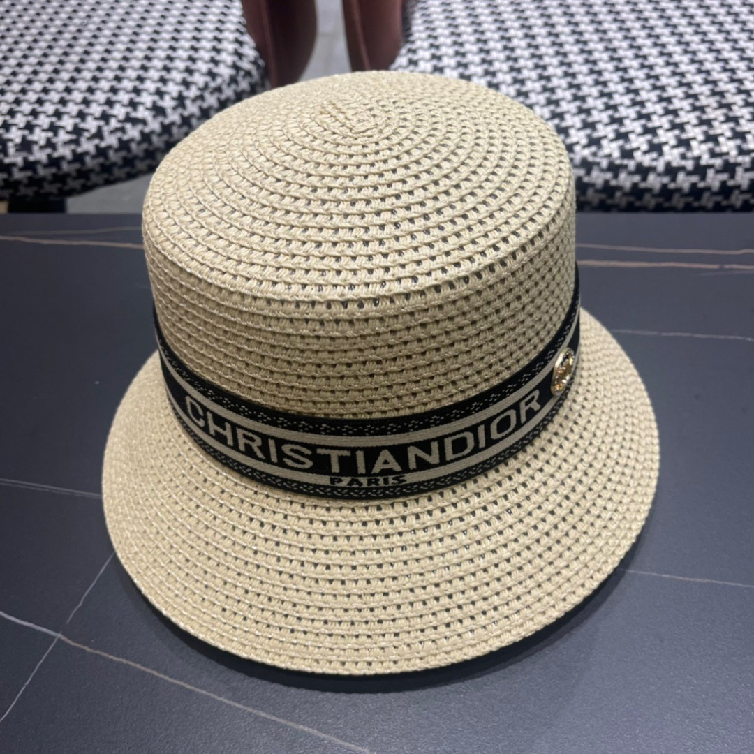 【DIOR迪奥】2025新款草编遮阳草帽🤩沙滩风，简约大方，百搭单品～出街首选，新款帽型超美腻，新品上架