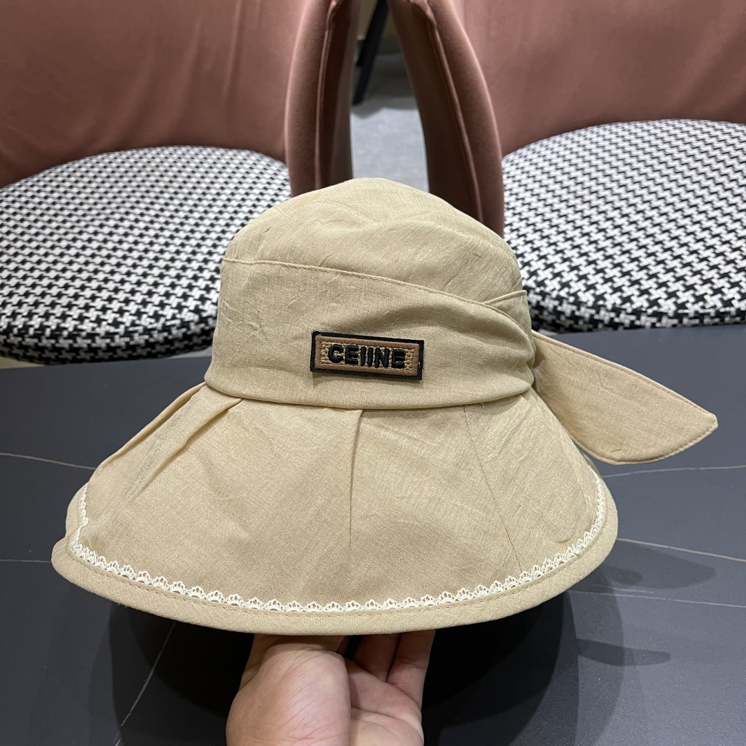 🆕 赛琳CELINE宽檐蝴蝶结渔夫帽女夏天防晒遮阳帽子沙滩太阳帽海边出游韩版百搭新