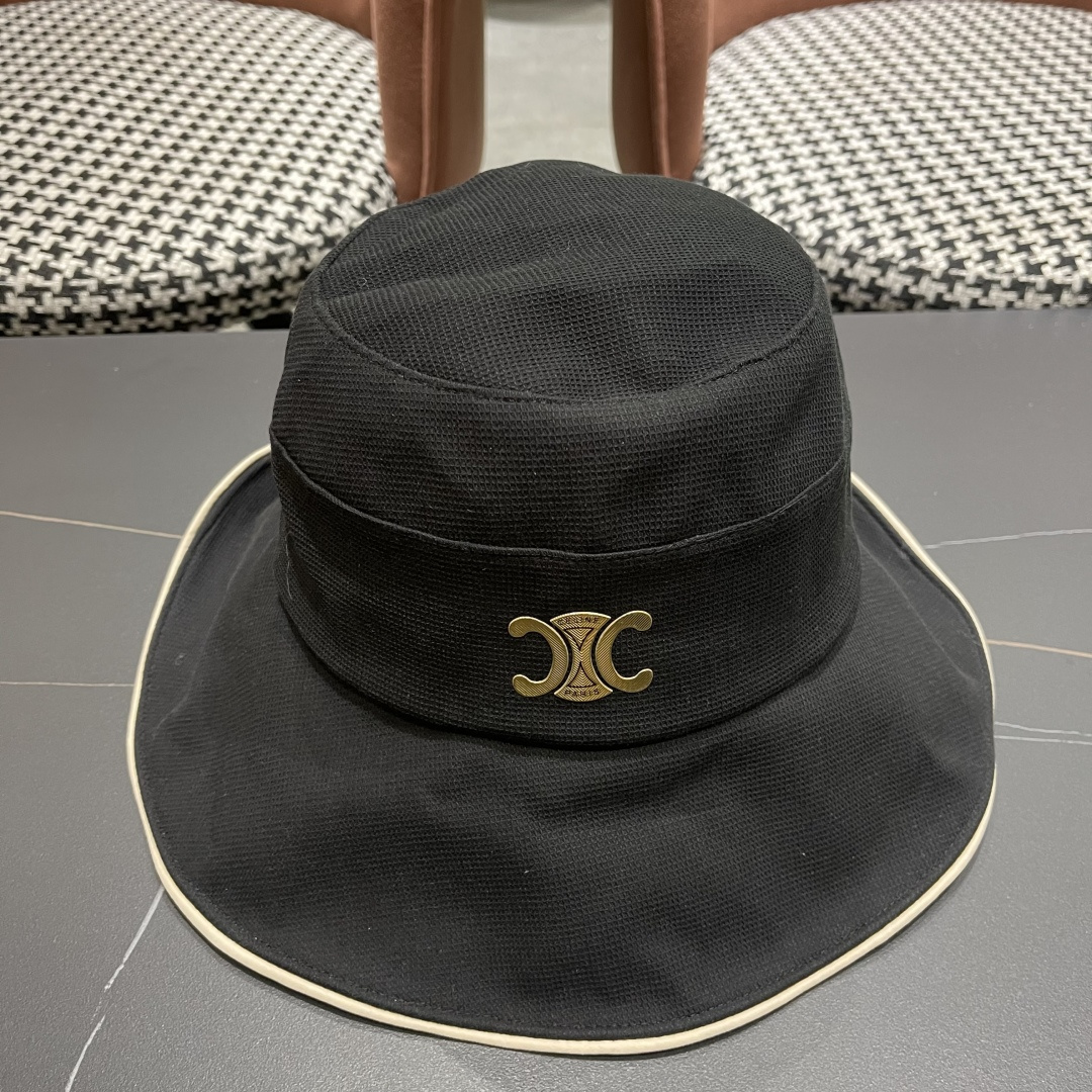 赛琳CELINE2025新款韩版蝴蝶结渔夫帽，优雅气质时尚百搭盆帽简约舒适水桶帽