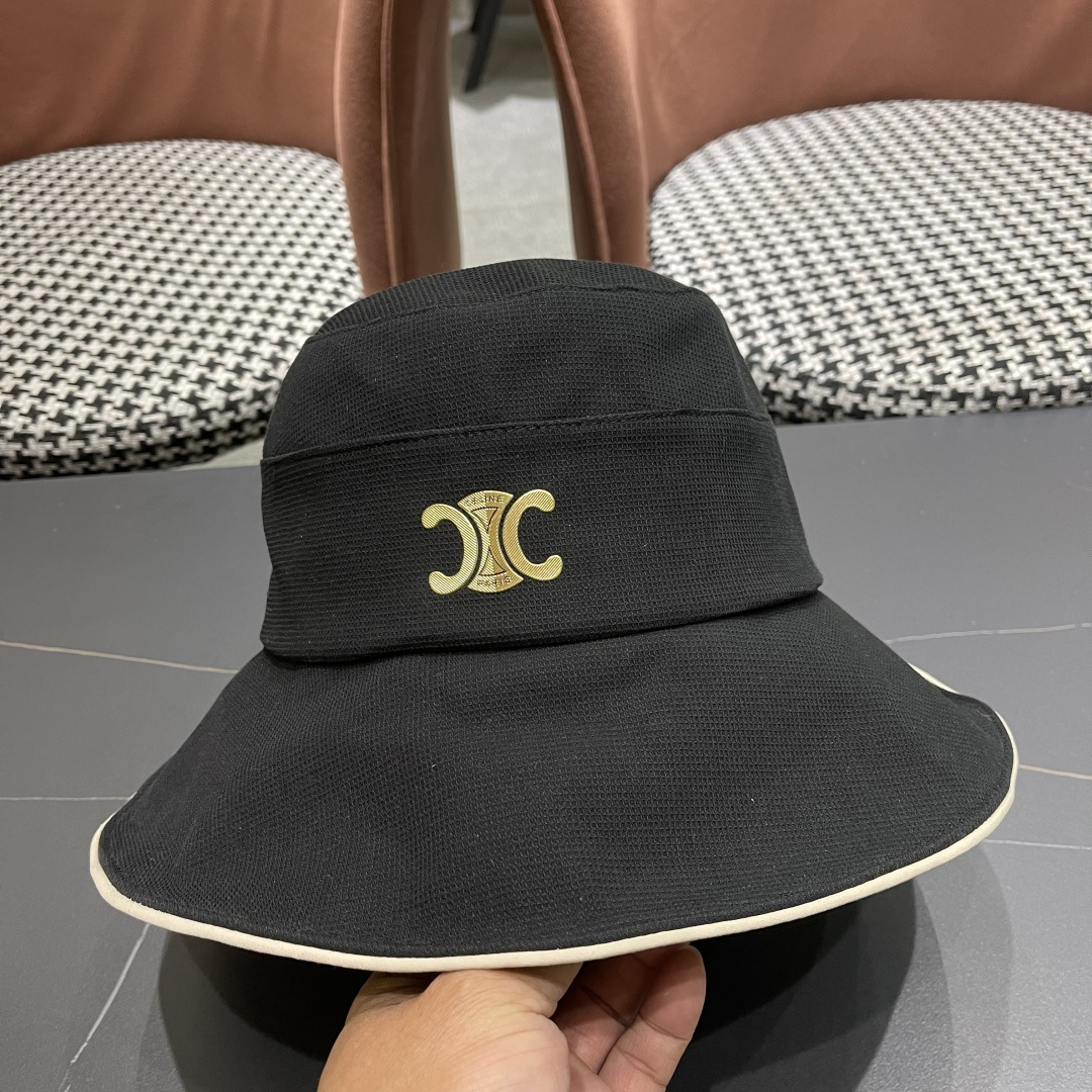  赛琳CELINE2025新款韩版蝴蝶结渔夫帽，优雅气质时尚百搭盆帽简约舒适水桶帽