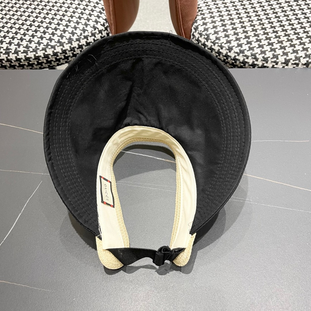  古奇Gucci日系简约防晒空顶草帽女夏可折叠户外骑车休闲遮
阳帽透气太阳帽潮