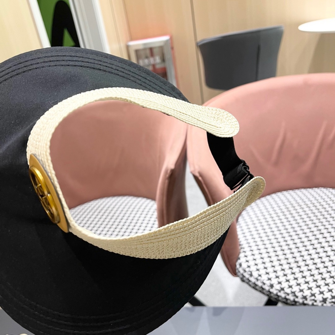  古奇Gucci日系简约防晒空顶草帽女夏可折叠户外骑车休闲遮
阳帽透气太阳帽潮