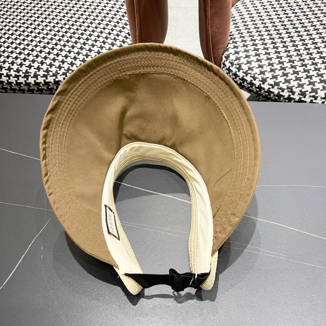  古奇Gucci日系简约防晒空顶草帽女夏可折叠户外骑车休闲遮
阳帽透气太阳帽潮