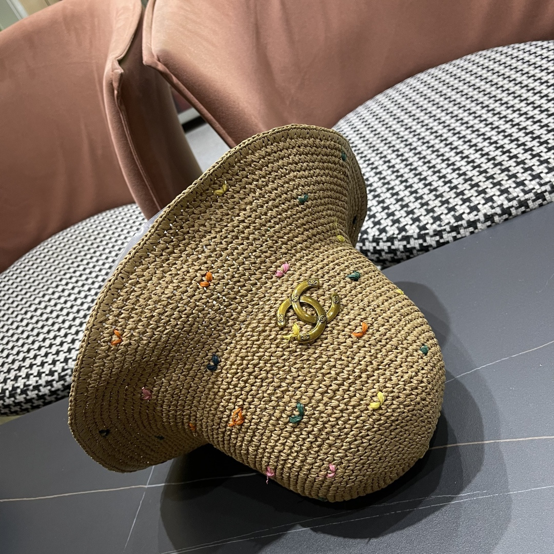  Chanel香奈儿新款海边度假帽子女夏季渔夫帽，防晒遮阳太阳帽