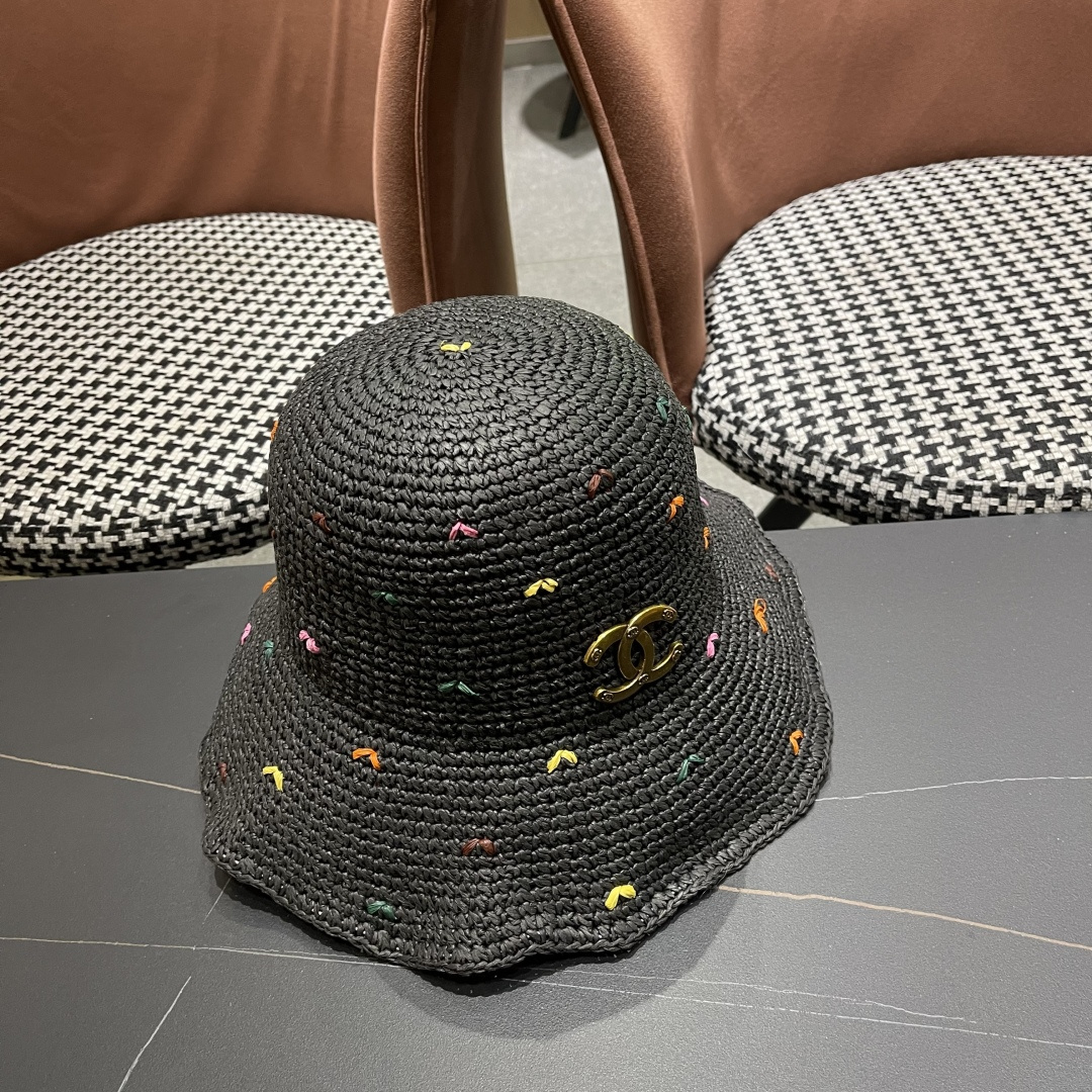  Chanel香奈儿新款海边度假帽子女夏季渔夫帽，防晒遮阳太阳帽