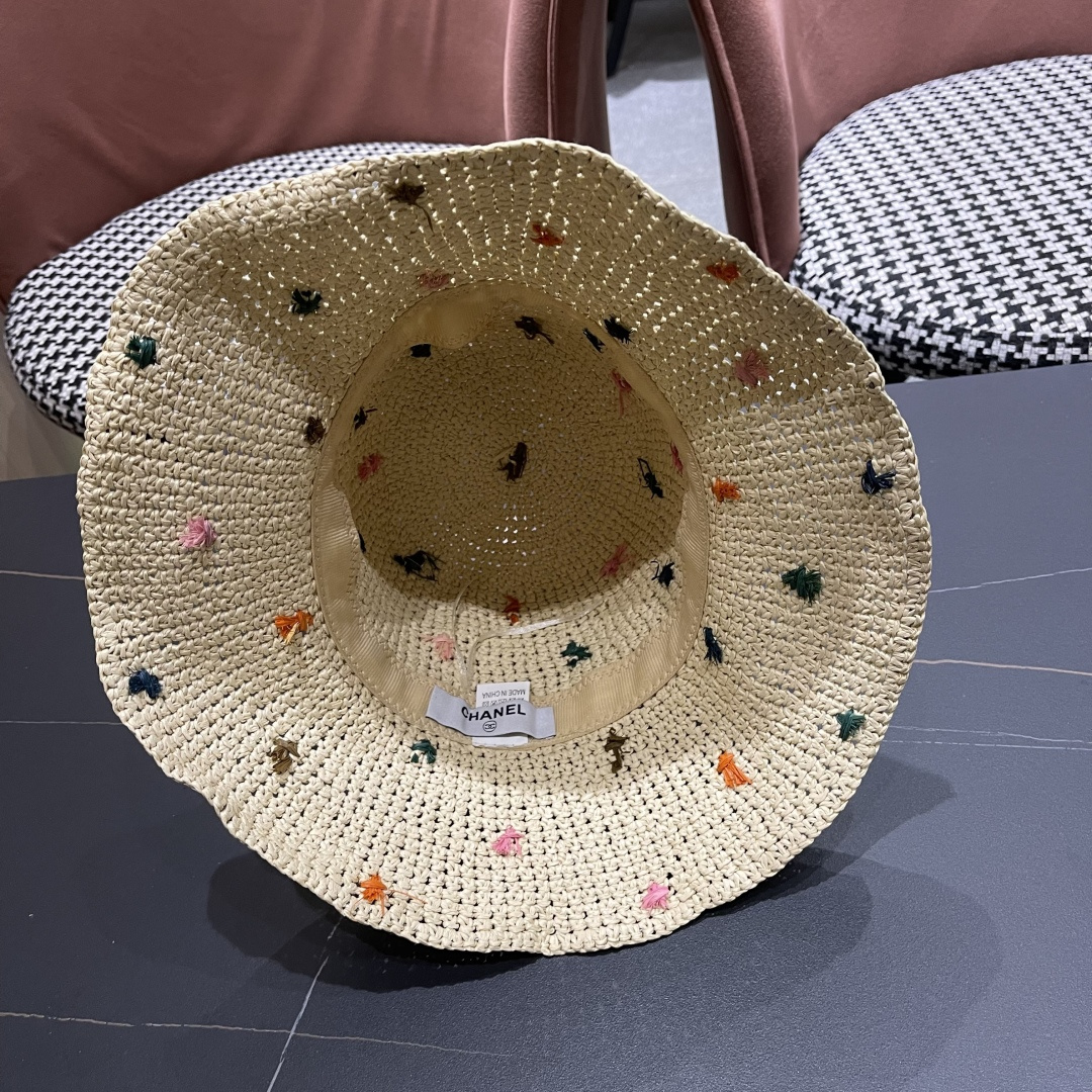  Chanel香奈儿新款海边度假帽子女夏季渔夫帽，防晒遮阳太阳帽