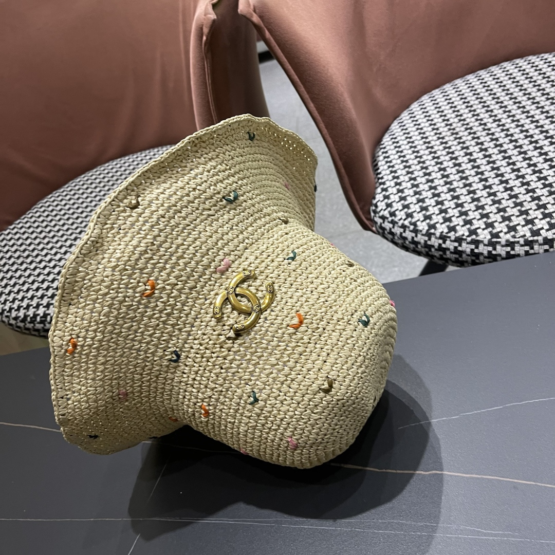  Chanel香奈儿新款海边度假帽子女夏季渔夫帽，防晒遮阳太阳帽