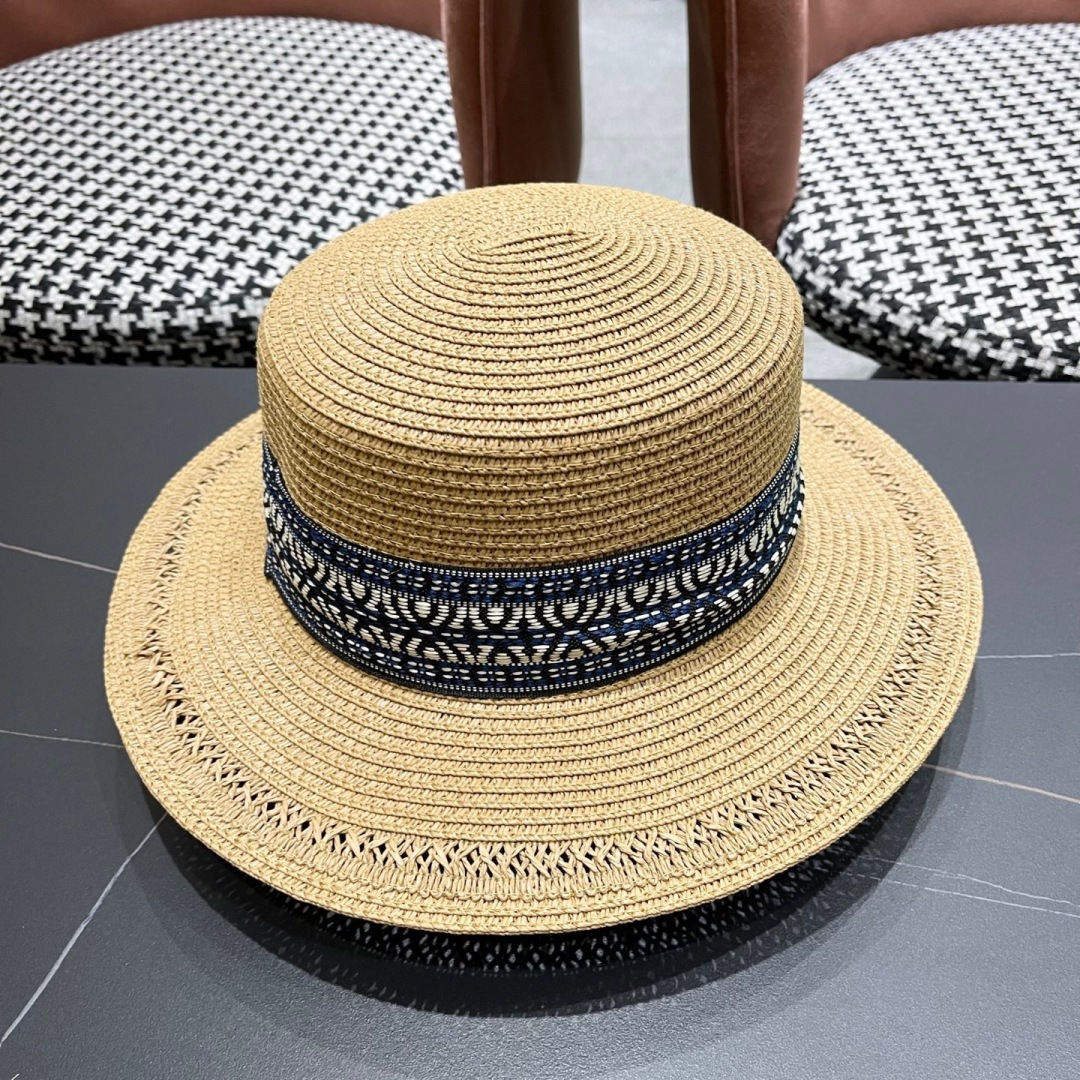  蒙口 波西米亚民族风海边沙滩遮阳草帽女夏季出游
防晒时尚平顶宽檐礼帽
