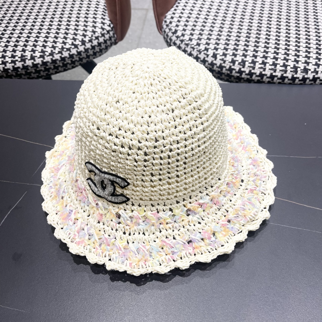 [Chanel Hats]Chanel Chanel new cream cake thousand French flower straw hat wom