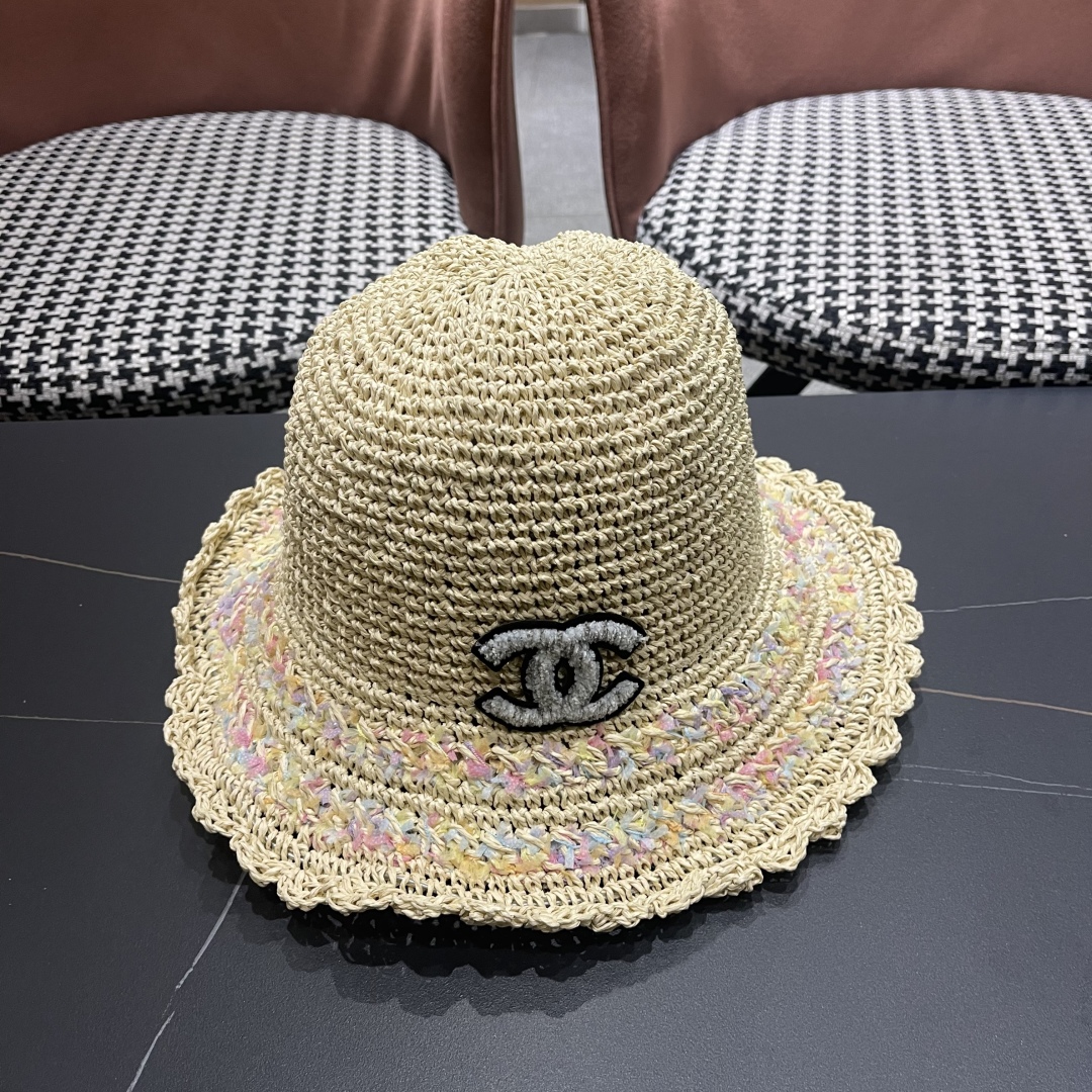 [Chanel Hats]Chanel Chanel new cream cake thousand French flower straw hat wom