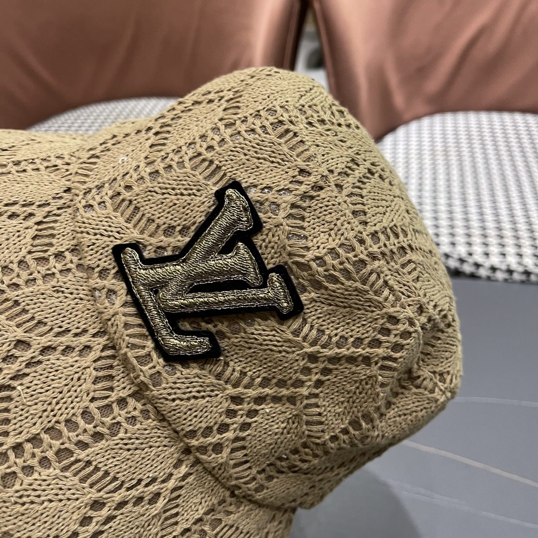  路易威登lv 2025春夏季薄款镂空针织渔夫帽子女休闲
百搭遮阳防晒盆帽大头国品脸小